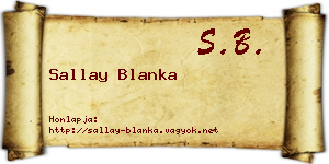 Sallay Blanka névjegykártya